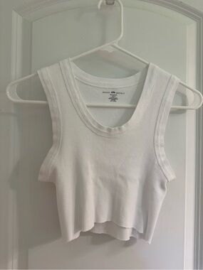 Brandy Melville White Ribbed Fitted Tank Top One Size Basic 90s
